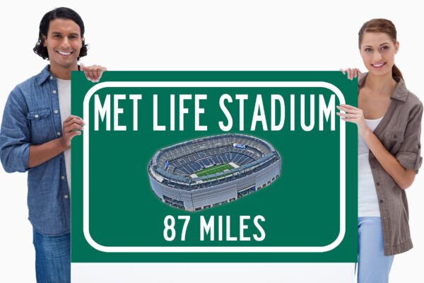 New York Jets MetLife Stadium - Miles to Stadium Highway Road Sign Customize the Distance Sign ,New York jets MetLife Stadiumstadium sign
