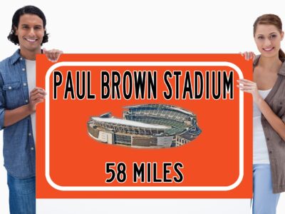 Cincinnati Bengals Paul Brown Stadium - Miles to Stadium Highway Road Sign Customize the Distance Sign ,Bengals Paul Brown stadium sign