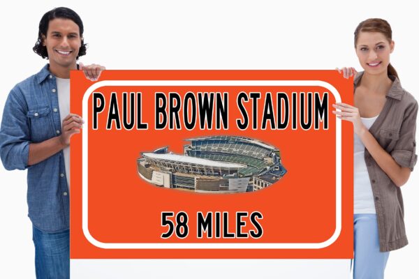 Cincinnati Bengals Paul Brown Stadium - Miles to Stadium Highway Road Sign Customize the Distance Sign ,Bengals Paul Brown stadium sign