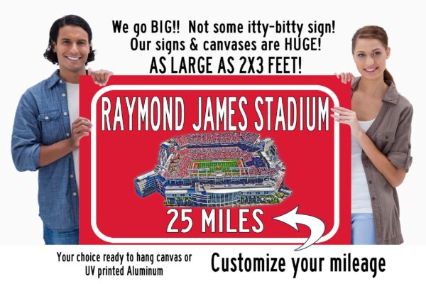 Tampa Bay Buccaneers Raymond James Stadium - Miles to Stadium Highway Road Sign Customize the Distance Sign ,Tampa Bay Buccaneers Stadium