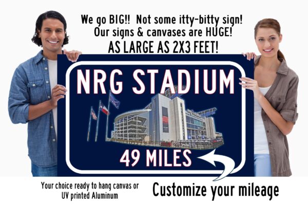 Houston Texans NRG Stadium - Miles to Stadium Highway Road Sign Customize the Distance Sign ,Houston Texans NRG stadium sign