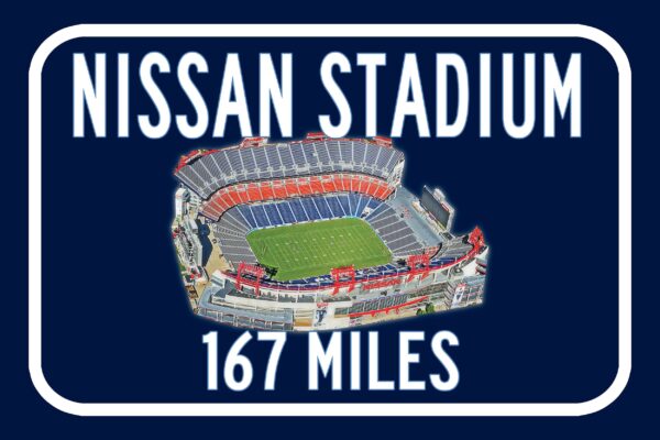 Tennessee Titans Nissan Stadium - Miles to Stadium Highway Road Sign Customize the Distance Sign ,Tennessee Titans Nissan  stadium sign