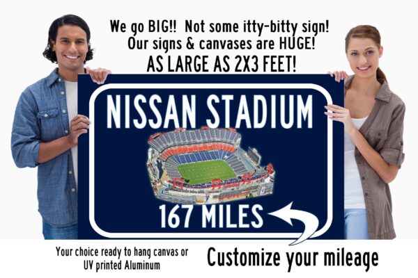 Tennessee Titans Nissan Stadium - Miles to Stadium Highway Road Sign Customize the Distance Sign ,Tennessee Titans Nissan  stadium sign