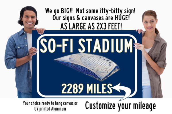 Los Angeles Rams SoFi Stadium - Miles to Stadium Highway Road Sign Customize the Distance Sign ,Las Angeles Rams SoFi stadium sign
