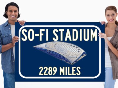 Los Angeles Rams SoFi Stadium - Miles to Stadium Highway Road Sign Customize the Distance Sign ,Las Angeles Rams SoFi stadium sign
