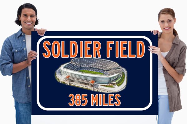 Chicago Bears Soldier Field - Miles to Stadium Highway Road Sign Customize the Distance Sign ,Chicago bears Soldier Fieldsign