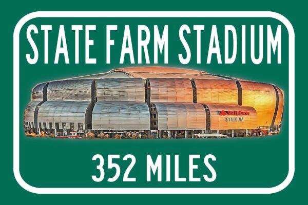 Arizona Cardinals State Farm Stadium - Miles to Stadium Highway Road Sign Customize the Distance Sign ,Arizona Cardinals State Farm stadium
