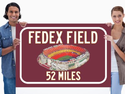 Washington Football team Fed EX Field - Miles to Stadium Highway Road Sign Customize the Distance Sign ,Washington Football Team Fed Ex