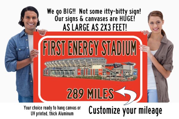 Cleveland Browns First Energy Stadium Stadium - Miles to Stadium Highway  Sign Customize the Distance Sign ,Cleveland Browns First Energy