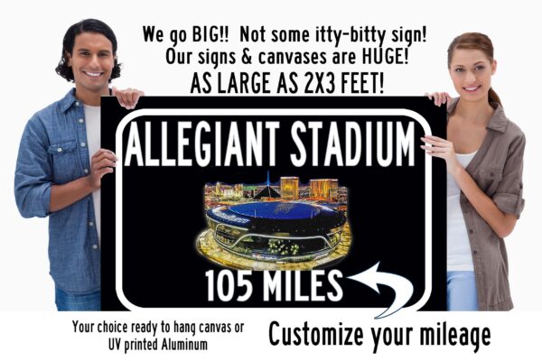 Las Vegas Raiders Allegiant Stadium - Miles to Stadium Highway Road Sign Customize the Distance Sign ,Las Vegas Raiders stadium sign