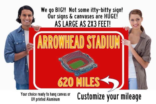 Kansas City Chiefs Arrowhead Stadium - Miles to Stadium Highway Road Sign Customize the Distance Sign , Kansas City Chiefs Arrowhead stadium
