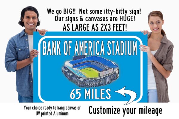 Carolina Panthers Bank of America Stadium - Miles to Stadium Highway Road Sign Customize the Distance Sign , Bank of Americastadium sign