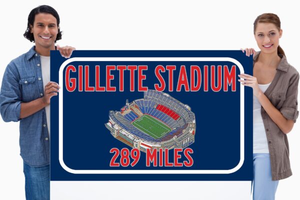 New England Patriots Gillette Stadium - Miles to Stadium Highway Road Sign Customize the Distance Sign ,Patriots Gillette stadium sign