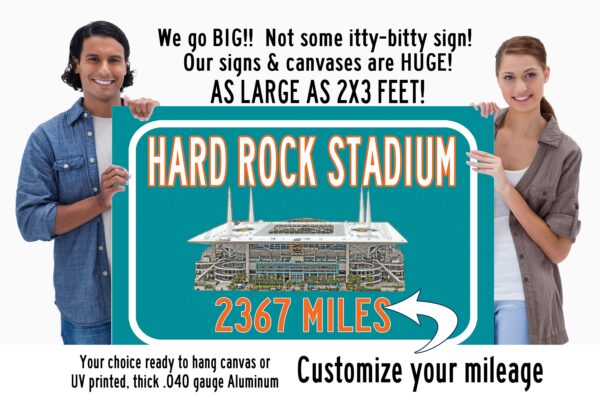Miami Dolphins Hard Rock Stadium - Miles to Stadium Highway Road Sign Customize the Distance Sign ,Miami Dolphins Hard Rock stadium sign
