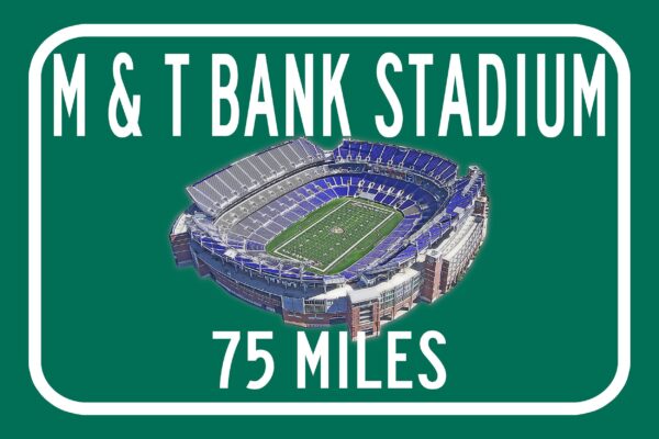 Baltimore Ravens M and T Bank Stadium - Miles to Stadium Highway Road Sign Customize the Distance Sign ,Ravens M and T Bank stadium sign