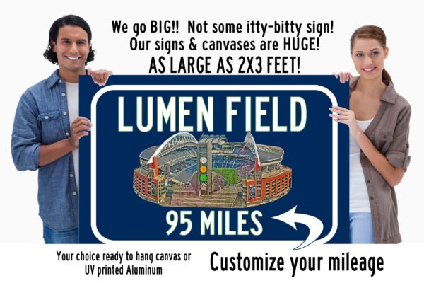 Seattle Seahawks Lumen Field- Miles to Stadium Highway Road Sign Customize the Distance Sign ,Seattle Seahawks Lumen Field