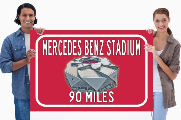 Atlanta Falcons Mercedes Benz Stadium - Miles to Stadium Highway Road Sign Customize the Distance Sign ,Atlanta Falcons Mercedes stadium