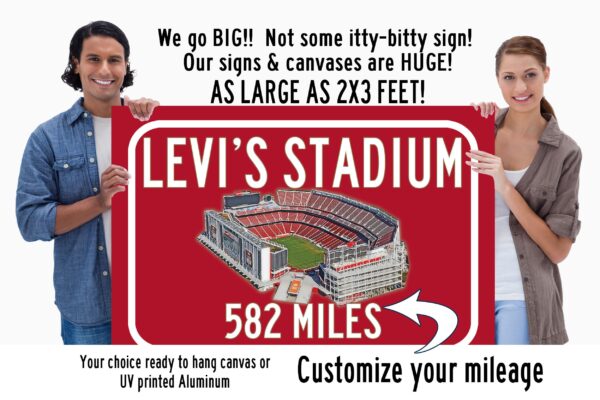 San Francisco 49ers Levi's Stadium - Miles to Stadium Highway Road Sign Customize the Distance Sign ,San Francisco 49ers Levi's stadium