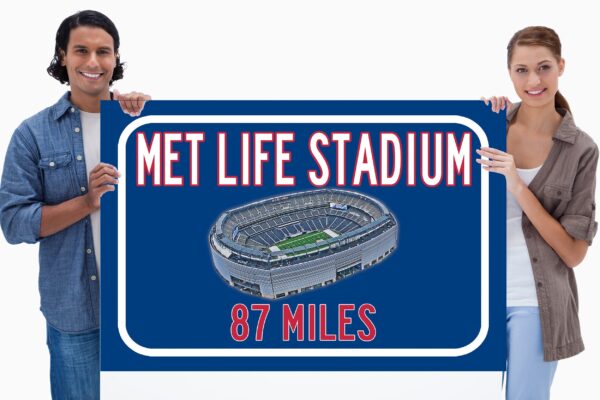 New York Giants MetLife Stadium - Miles to Stadium Highway Road Sign Customize the Distance Sign ,New York Giants MetLife Stadium sign