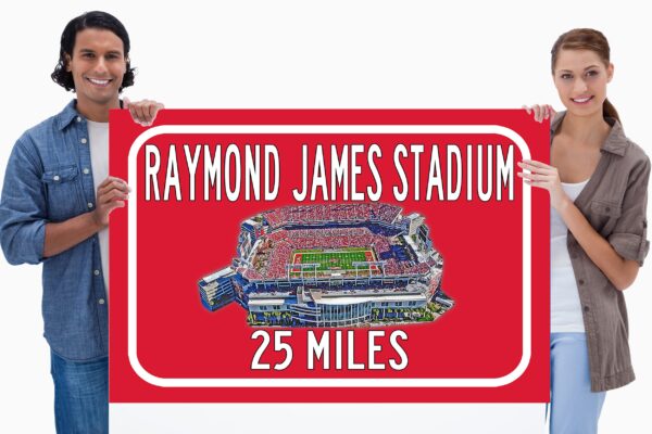 Tampa Bay Buccaneers Raymond James Stadium - Miles to Stadium Highway Road Sign Customize the Distance Sign ,Tampa Bay Buccaneers Stadium