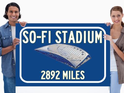 Los Angeles Chargers SoFi Stadium - Miles to Stadium Highway Road Sign Customize the Distance Sign ,Las Angeles Chargers SoFi stadium