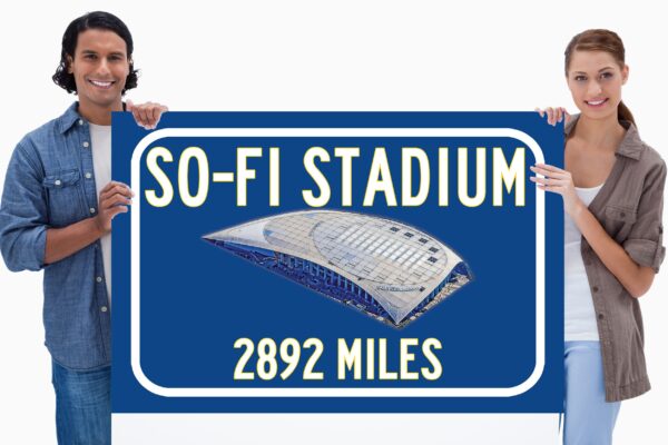 Los Angeles Chargers SoFi Stadium - Miles to Stadium Highway Road Sign Customize the Distance Sign ,Las Angeles Chargers SoFi stadium