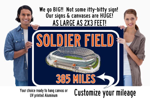 Chicago Bears Soldier Field - Miles to Stadium Highway Road Sign Customize the Distance Sign ,Chicago bears Soldier Fieldsign
