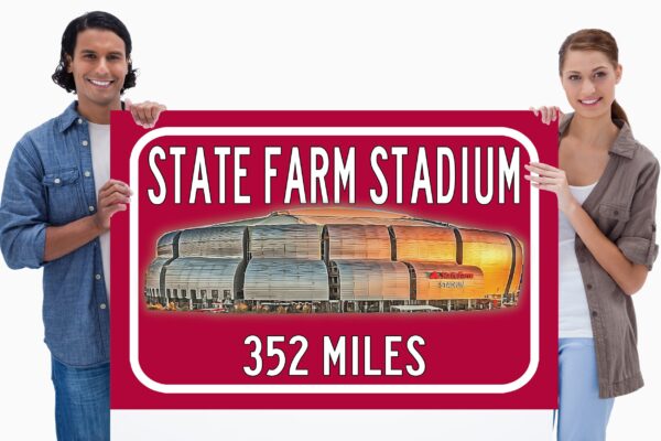 Arizona Cardinals State Farm Stadium - Miles to Stadium Highway Road Sign Customize the Distance Sign ,Arizona Cardinals State Farm stadium