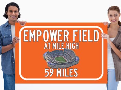 Denver Broncos Empower Field - Miles to Stadium Highway Road Sign Customize the Distance Sign ,Denver Broncos Empower Field  Mile high sign