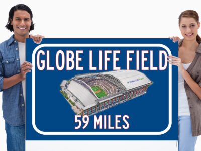Texas Rangers Globe Life Field   - Miles to Stadium Highway Road Sign Customize the Distance Sign , Texas Ranges Globe Life Field