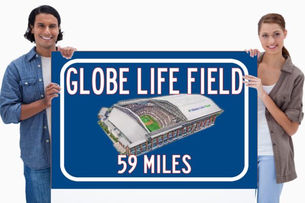 Texas Rangers Globe Life Field   - Miles to Stadium Highway Road Sign Customize the Distance Sign , Texas Ranges Globe Life Field