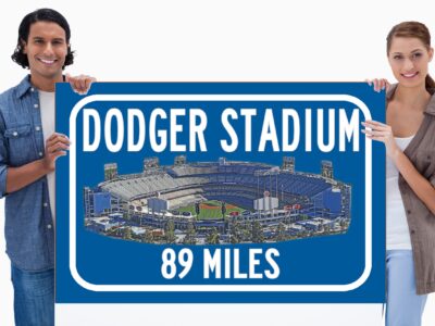 Los Angeles Dodgers, Dodger Stadium   - Miles to Stadium Highway Road Sign Customize the Distance Sign ,LA Dodgers Dodger Stadium