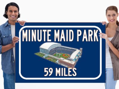 Houston Astros Minute Maid Park    - Miles to Stadium Highway Road Sign Customize the Distance Sign, Houston Astros Minute Maid Park
