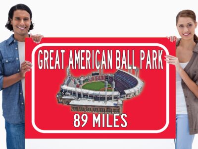 Cincinnati Reds Great American Ballpark    - Miles to Stadium Highway Road Sign Customize the Distance Sign , Cincinnati Reds Baseball