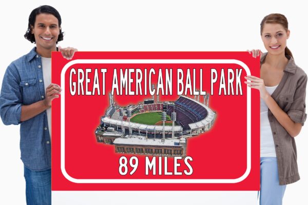 Cincinnati Reds Great American Ballpark    - Miles to Stadium Highway Road Sign Customize the Distance Sign , Cincinnati Reds Baseball
