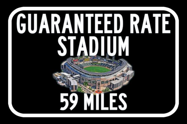 Chicago White Sox Guaranteed Rate Field - Miles to Stadium Highway Road Sign Customize the Distance Sign ,Chicago White Sox Sign