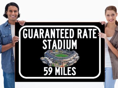 Chicago White Sox Guaranteed Rate Field - Miles to Stadium Highway Road Sign Customize the Distance Sign ,Chicago White Sox Sign