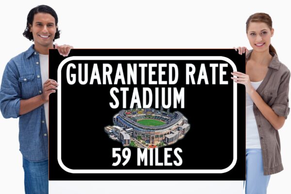 Chicago White Sox Guaranteed Rate Field - Miles to Stadium Highway Road Sign Customize the Distance Sign ,Chicago White Sox Sign