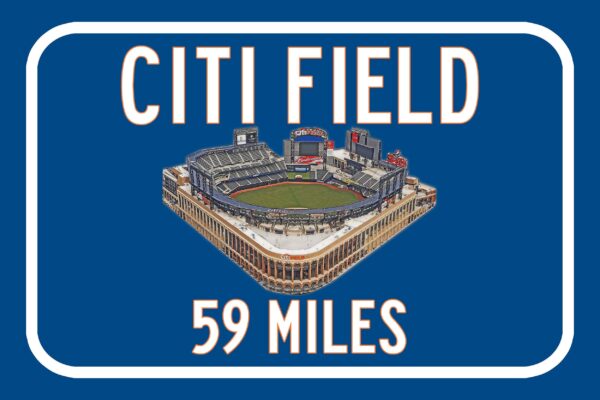 New York Mets Citi Field  - Miles to Stadium Highway Road Sign Customize the Distance Sign ,New York Mets Citi Field