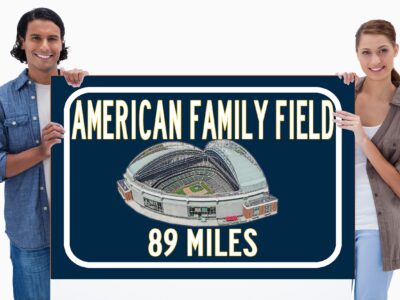Milwaukee Brewers American Family Field  - Miles to Stadium Highway Road Sign Customize the Distance Sign ,Milwaukee Brewers American Family