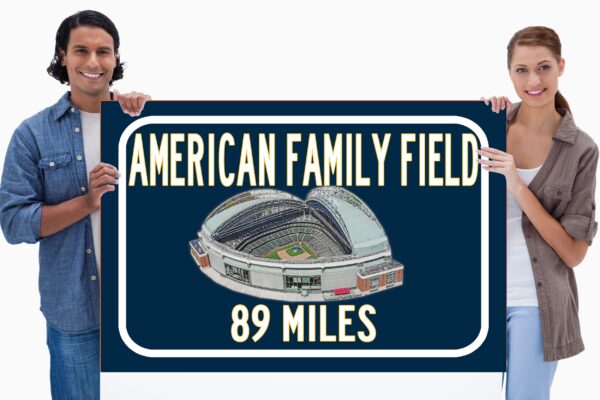 Milwaukee Brewers American Family Field  - Miles to Stadium Highway Road Sign Customize the Distance Sign ,Milwaukee Brewers American Family