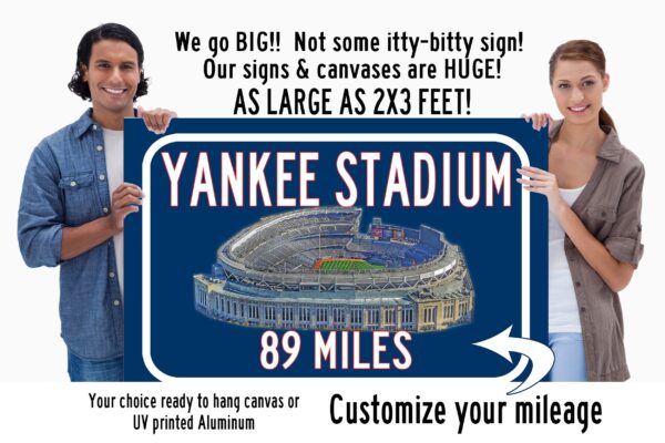 Yankee Stadium New York Yankees   - Miles to Stadium Highway Road Sign Customize the Distance Sign , New York Yankees Yankee Stadium