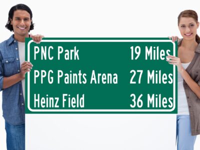 PNC Park/ Heinz Field/ PPG Paints Arena| Pittsburgh Steelers/ Pittsburgh Penguins/ Pittsburgh Pirates |Distance Sign | Highway Sign