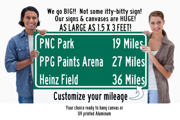 PNC Park/ Heinz Field/ PPG Paints Arena| Pittsburgh Steelers/ Pittsburgh Penguins/ Pittsburgh Pirates |Distance Sign | Highway Sign