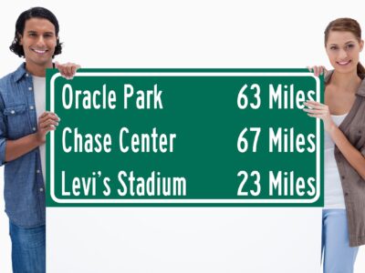 Oracle Park/ Levi's Stadium/Chase Center | San Francisco Giants/ San Francisco 49ers| Golden State WarriorsDistance Sign | Highway Sign