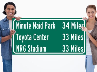 NRG Stadium | Minute Maid Park | Toyota Center  | Houston Astros, Houston Texans| Distance Sign | Mileage Sign| Highway | Highway Sign