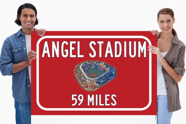 Los Angeles Angels Angels Stadium  - Miles to Stadium Highway Road Sign Customize the Distance Sign ,Los Angeles Angels Angels Stadium