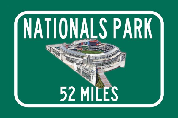 Washington Nationals Nationals Park   - Miles to Stadium Highway Road Sign Customize the Distance Sign , Washington Nationals Nats park