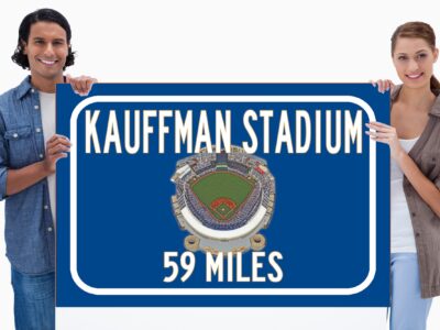 Kansas City Royals Kaufmann Stadium   - Miles to Stadium Highway Road Sign Customize the Distance Sign , KC Royals Kaufmann Stadium