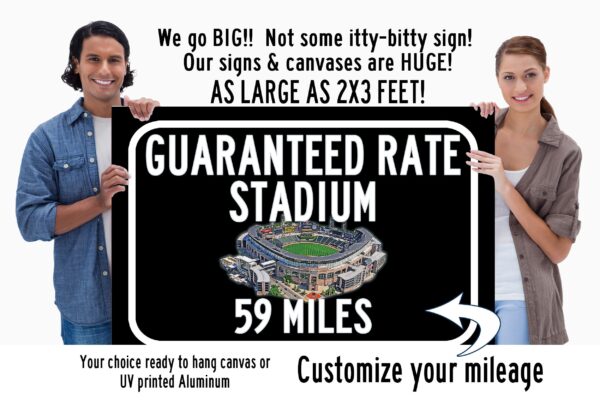 Chicago White Sox Guaranteed Rate Field - Miles to Stadium Highway Road Sign Customize the Distance Sign ,Chicago White Sox Sign
